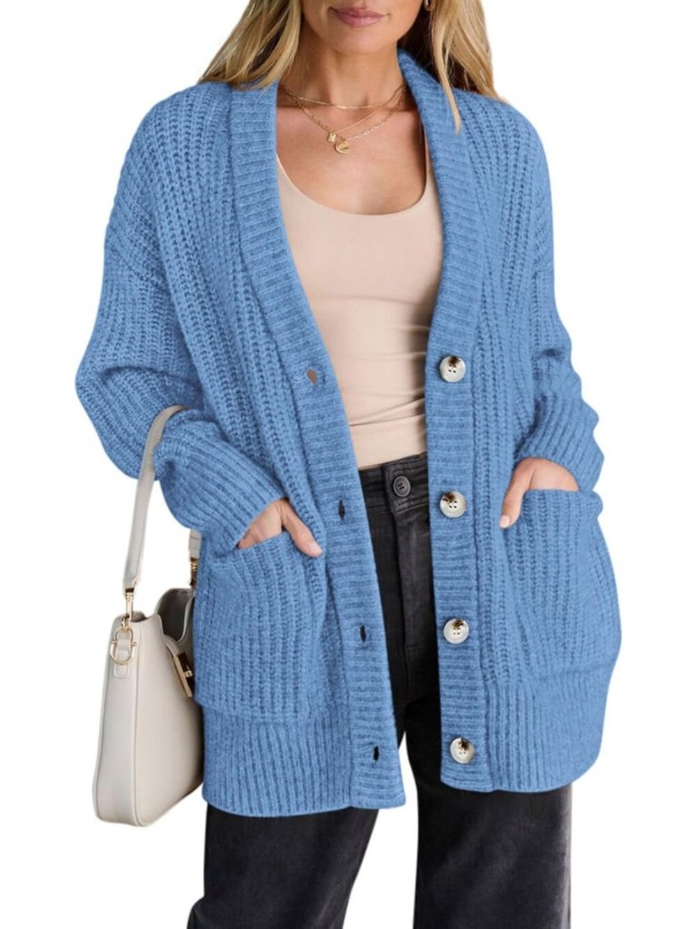 Cozy Oversized Cardigan Sweater for Women | Button-Up Knit Layering Piece